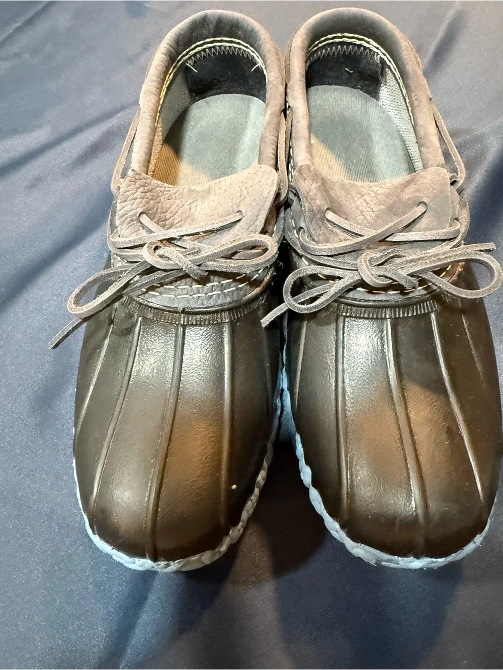 L.L. Bean Black/blue Rubber Duck Boots